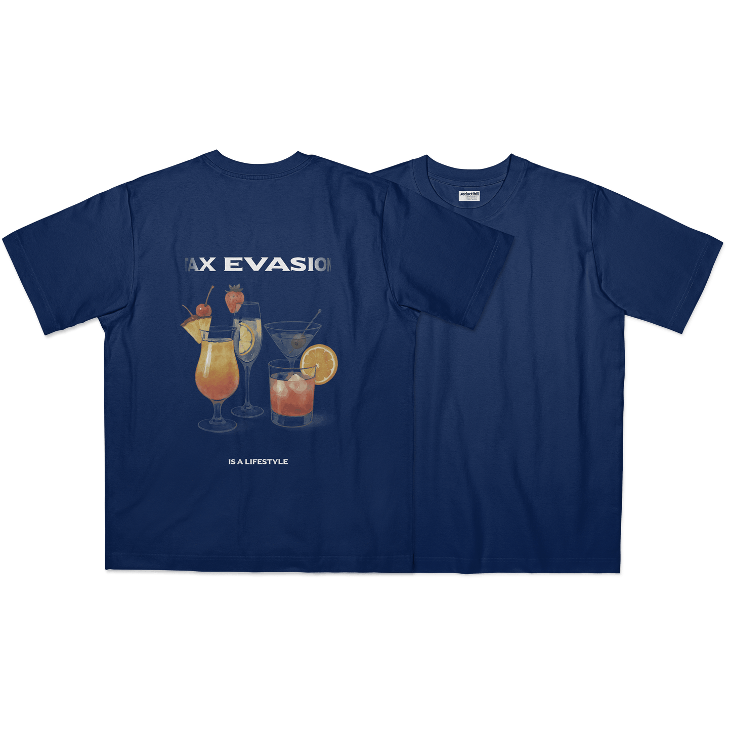 blue, t-shirt, albastru, tricou, evasion, deductibil, front, back