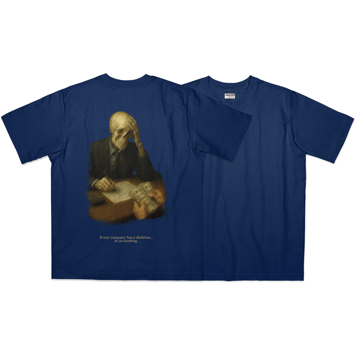 blue, t-shirt, albastru, tricou, skeleton, deductibil, front, back