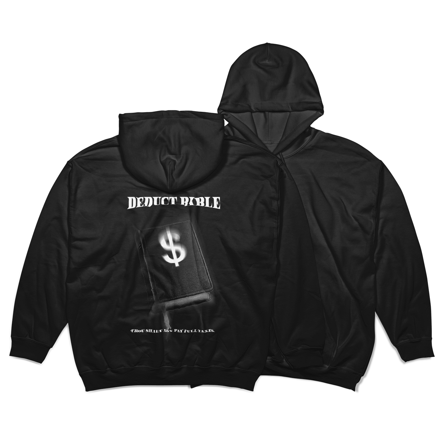 black, hoodie, negru, hanorac, biblie, deductibil, front, back