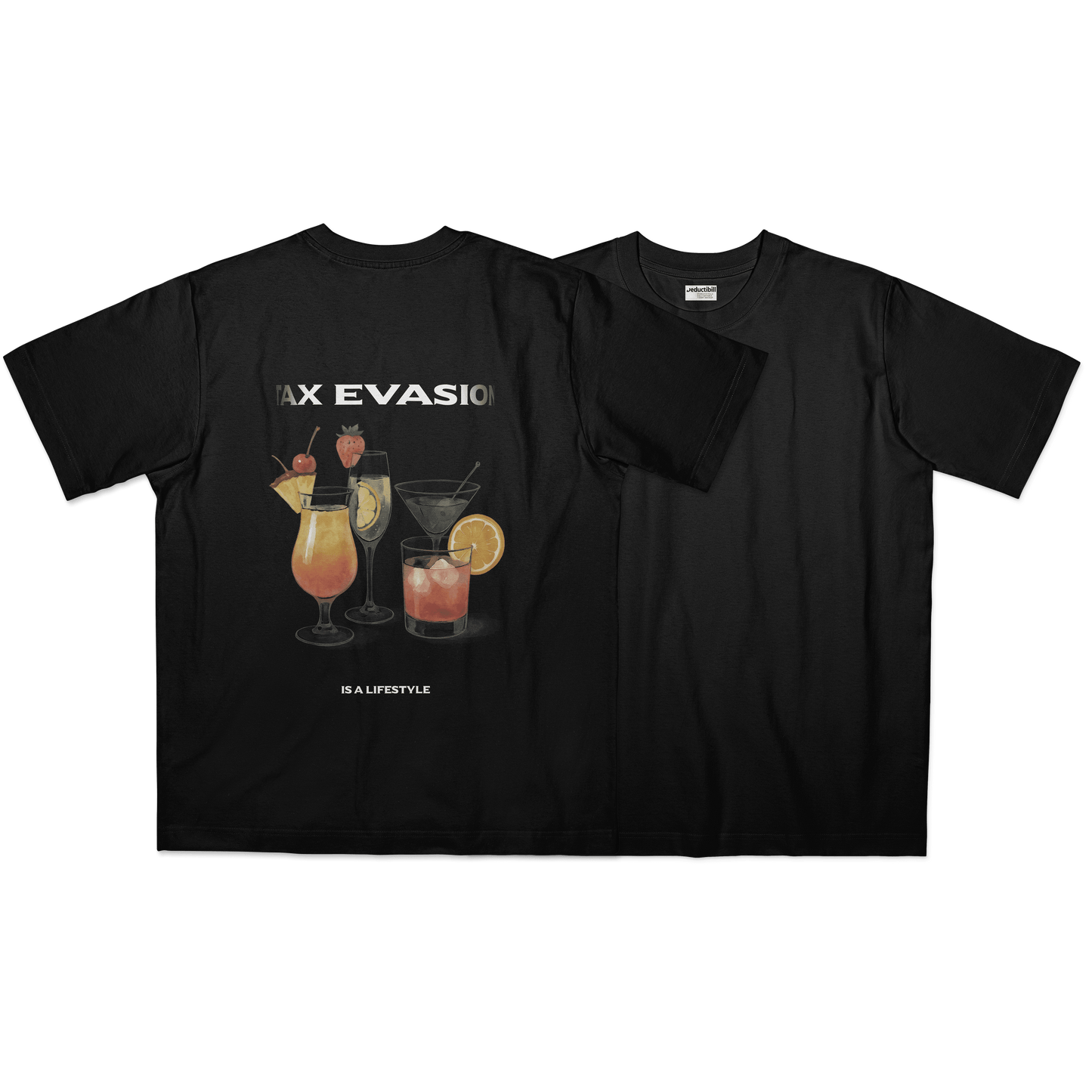 black, t-shirt, negru, tricou, evasion, deductibil, front, back
