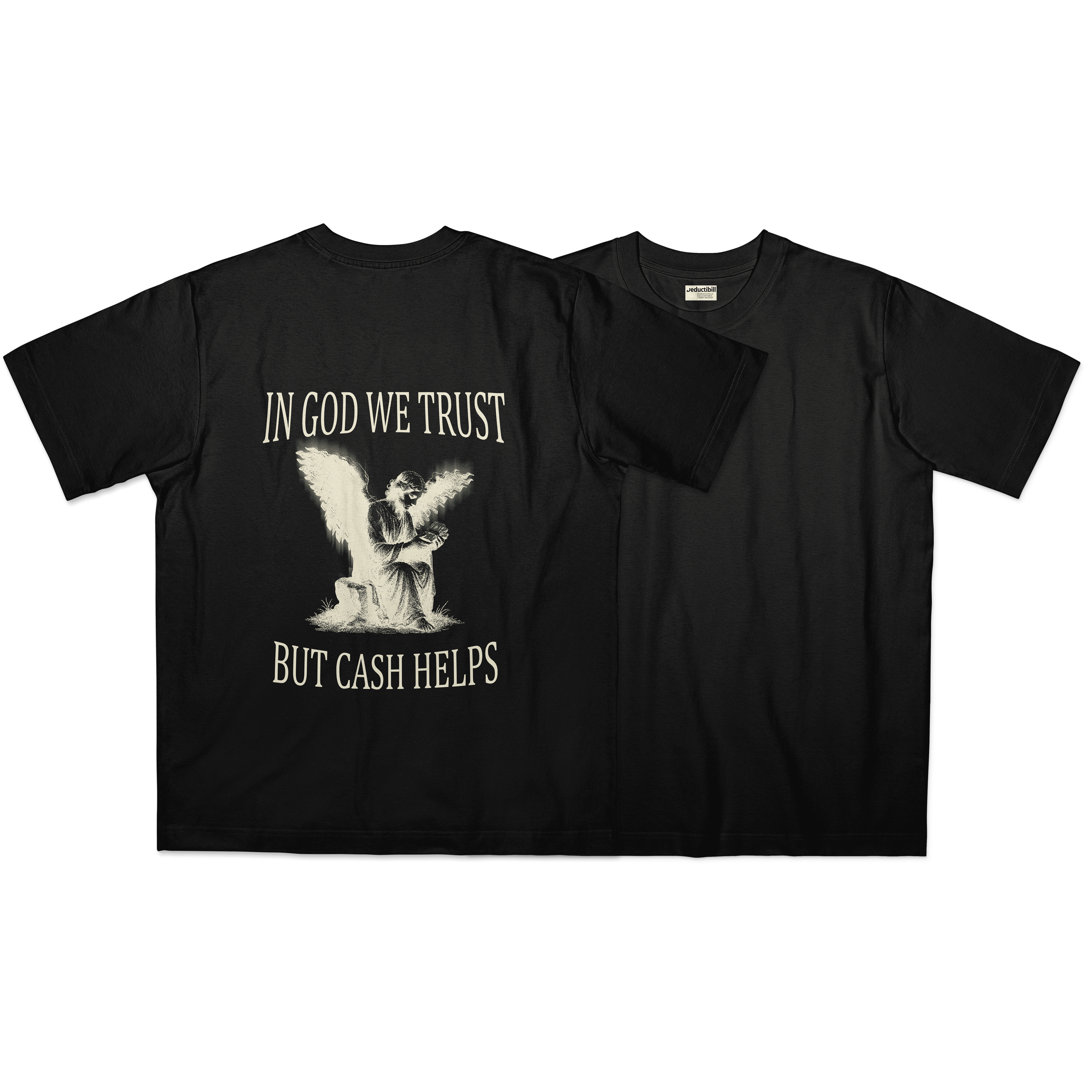 black, t-shirt, negru, tricou, cash, deductibil, front, back