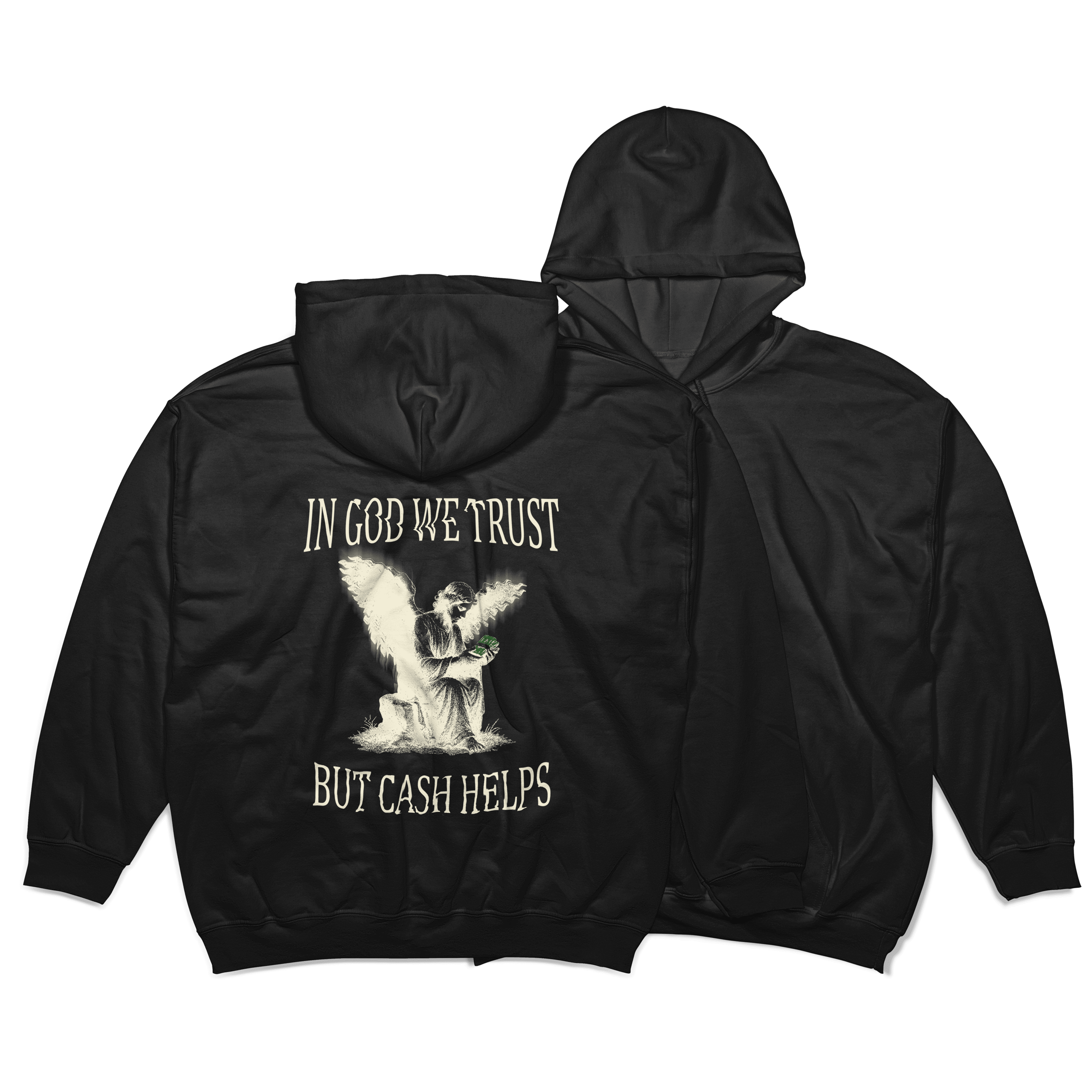 black, hoodie, negru, hanorac, cash, deductibil, front, back